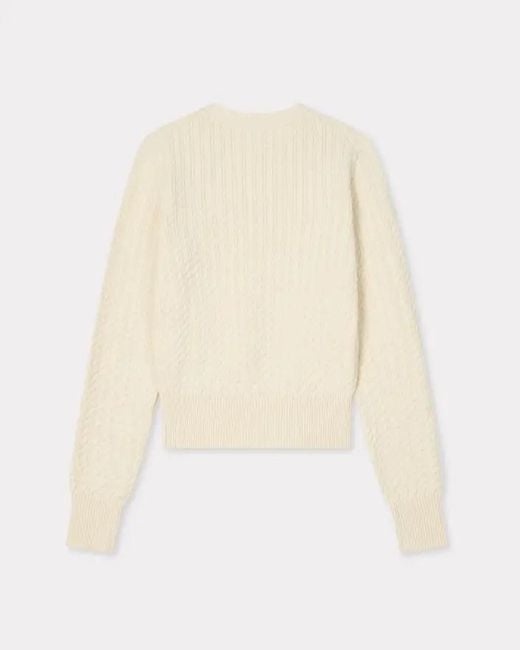 KENZO White Cable-Knit Logo Knitted Sweater