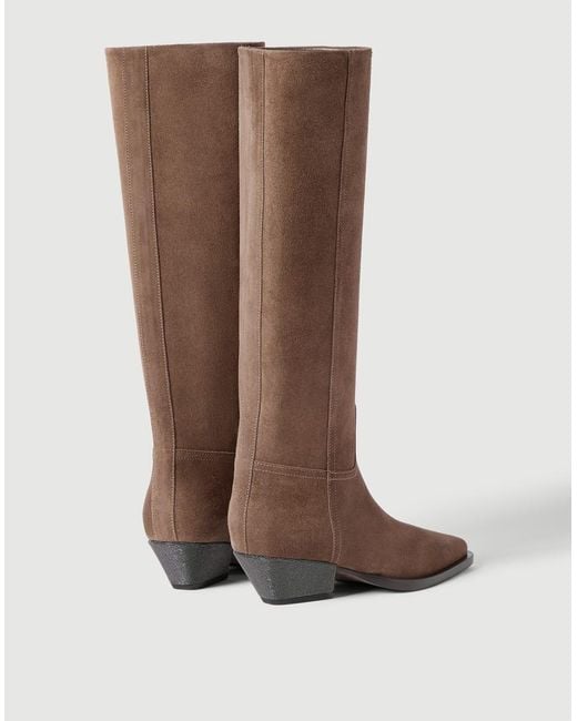 Brunello Cucinelli Brown Chunky Heel Boots