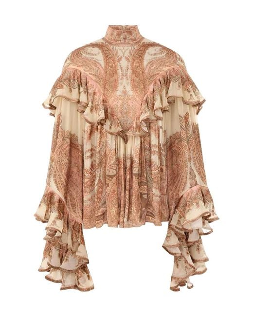 Zimmermann Brown Hypnotic Burnout Blouse