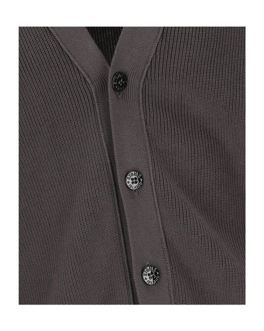 Stone Island Black Long-Sleeved Knitted Cardigan for men