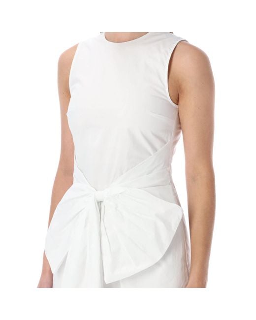 ROTATE BIRGER CHRISTENSEN White Bow-Tie Sleeveless Dress