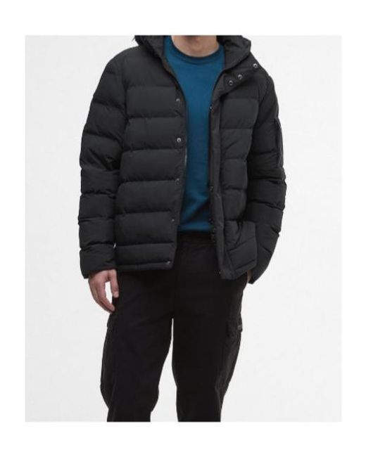 Barbour Black Hooded Quilted Jacket for men