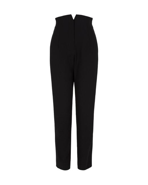 Emporio Armani Black Barathea Freshly Cut Wool Casual Pants