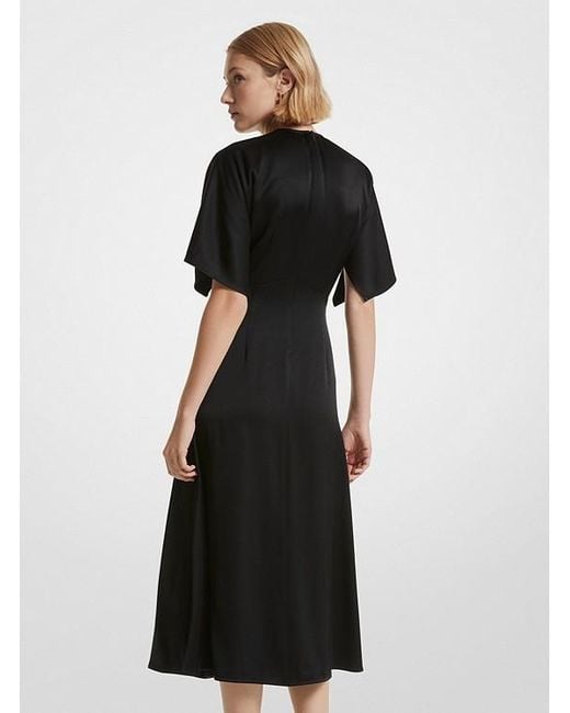 Michael Kors Black Michael Short-Sleeved Zipped Midi Dress
