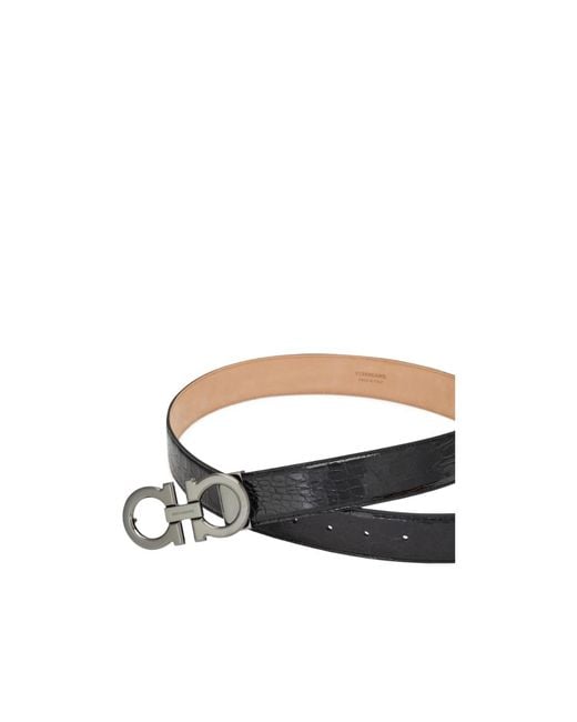 Ferragamo Black Ferragamo Reversible Belt Set for men