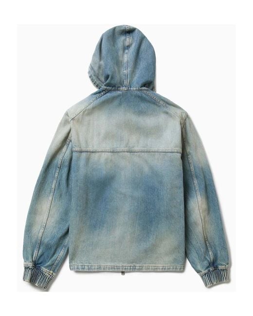 1989 STUDIO Blue Hooded Denim Jacket for men