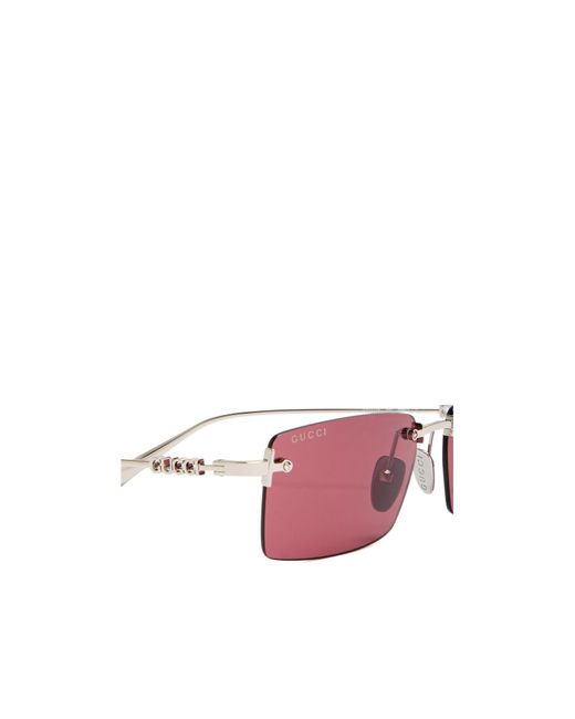 Gucci Pink Rectangle-Frame Sunglasses