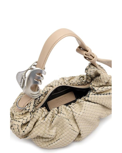 DIESEL Metallic Grab D Small Textured Shoulder Bag