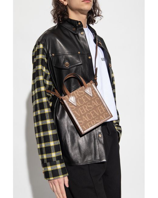 Versace Brown Allover Crossbody Bag for men