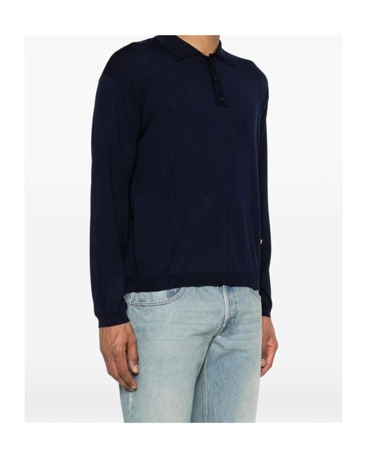 Moschino Blue Button Logo Polo Shirt for men
