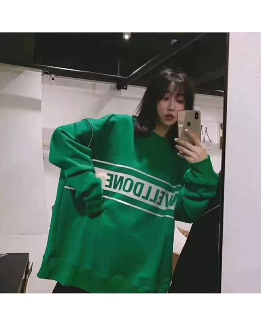we11done Green Printed Logo Sports Sweater for men