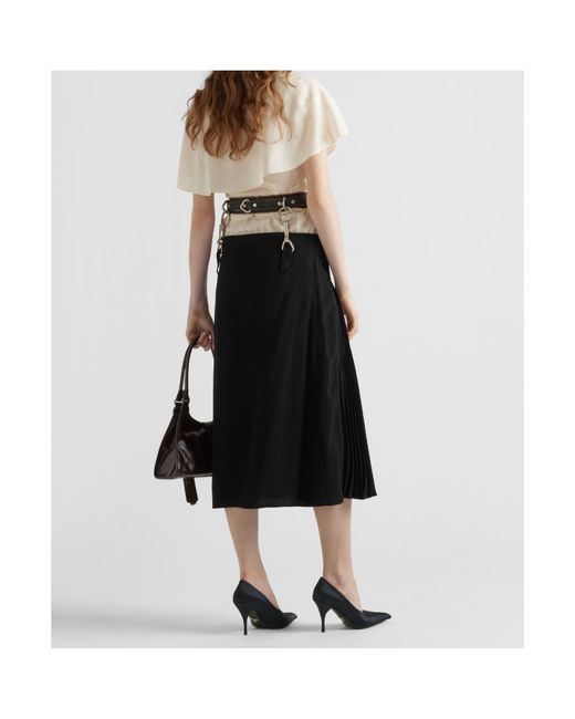 Prada Black Belted Straight Hem Midi Skirt