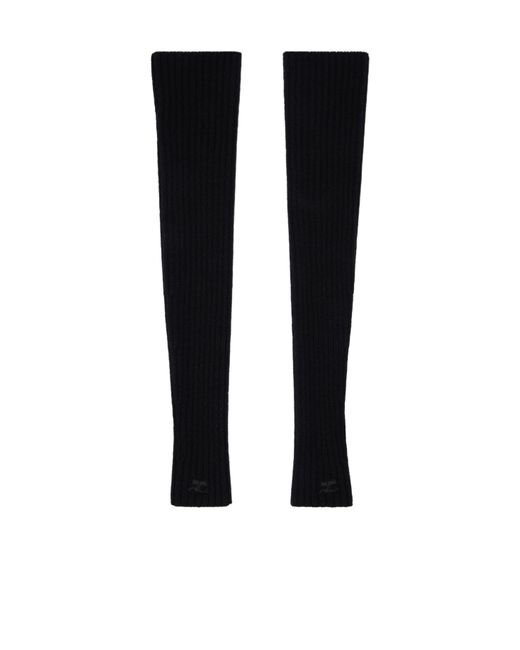 Courreges Black Courrèges Ribbed Long Mittens