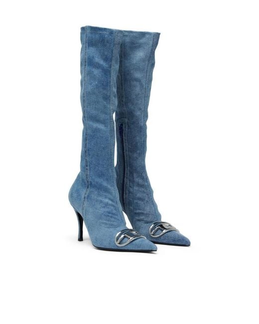 DIESEL Blue D-Venus 80Mm Denim Knee-High Boots