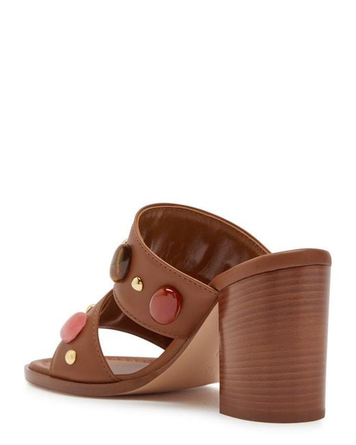 Gianvito Rossi Brown Pasha Embellished Leather Sandals