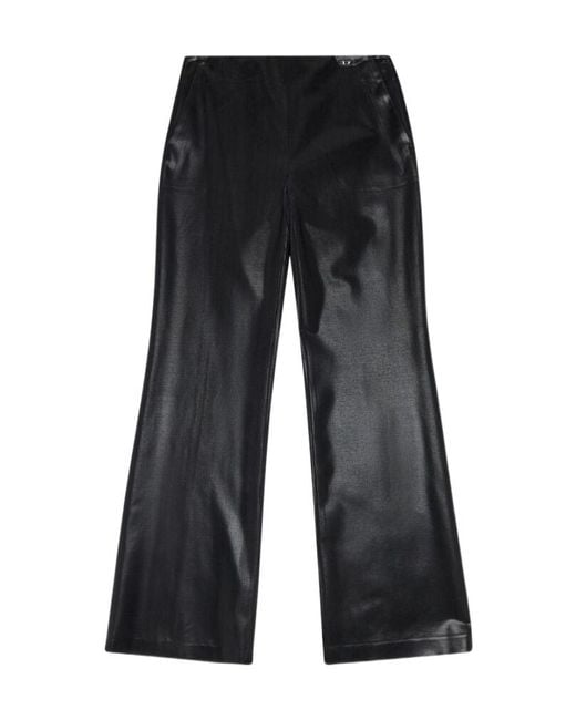 DIESEL Black P-Olaris Front Coated Pinstripe Pants