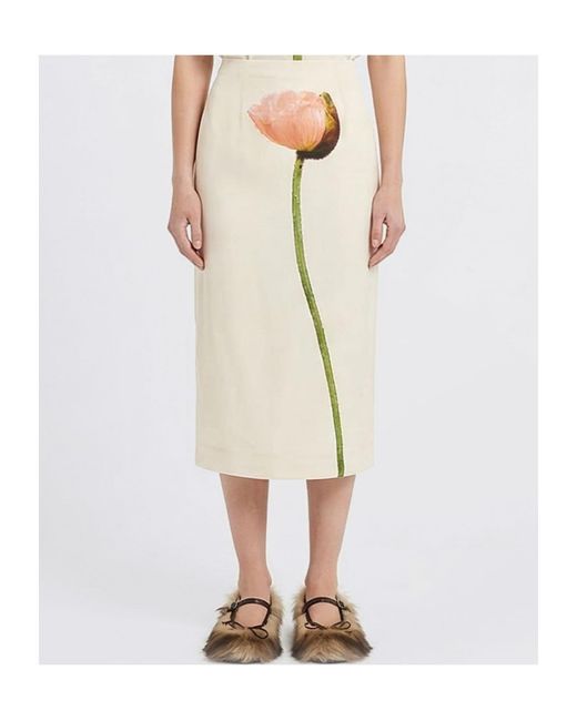 Simone Rocha White Floral Pattern Midi Skirt