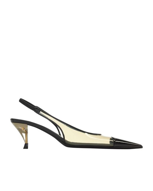 Saint Laurent White Fanny Slingback Pumps