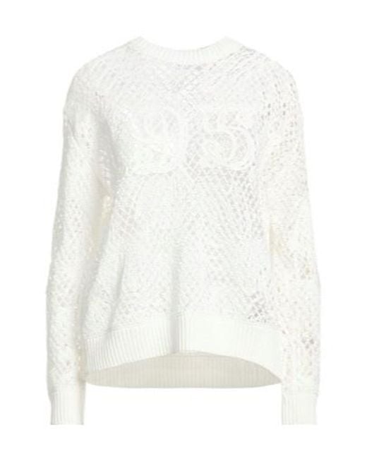 Max Mara White Solid-Colored Thin Knitted Sweater