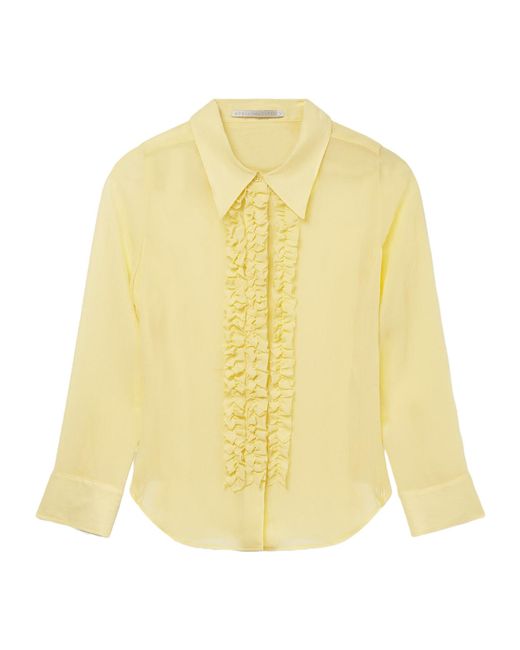 Stella McCartney Yellow Sheer Ruffled Tuxedo Shirt