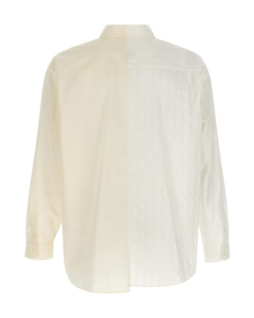 MM6 by Maison Margiela White Two-Tone Poplin Shirt for men