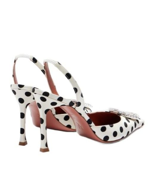 AMINA MUADDI Pink Polka Dot Satin High Heels