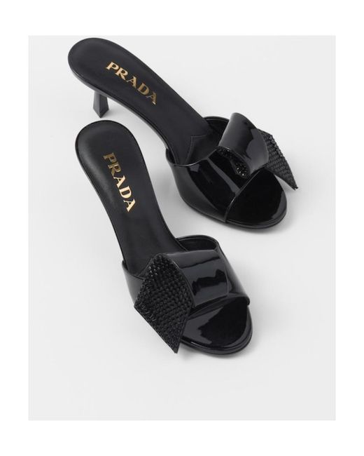 Prada Black Bow-Detailed Slip-On Sandals