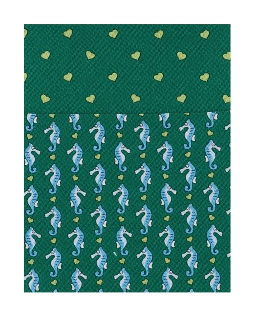 Ferragamo Green Seahorse Print Silk Tie for men