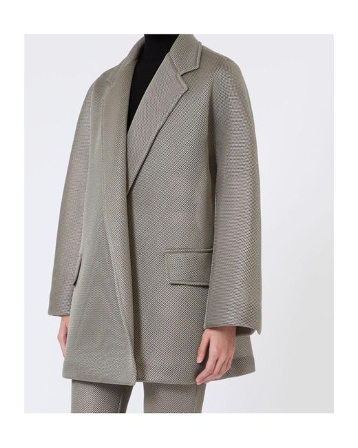 Max Mara Gray Long-Sleeved Belted Coat