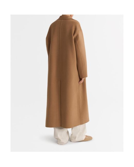Soft Goat Brown Double-Breasted Patch-Pocket Coat