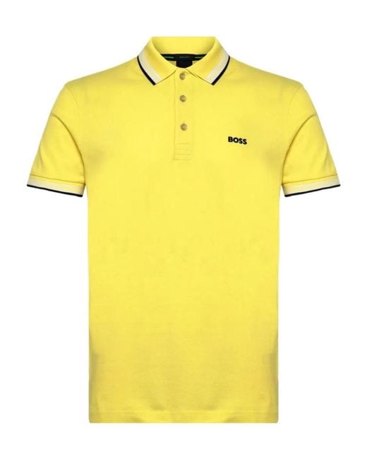 Boss Yellow Tipped Logo Polo Shirt for men