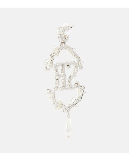 Simone Rocha White Crystal-Embellished Pearl Earrings