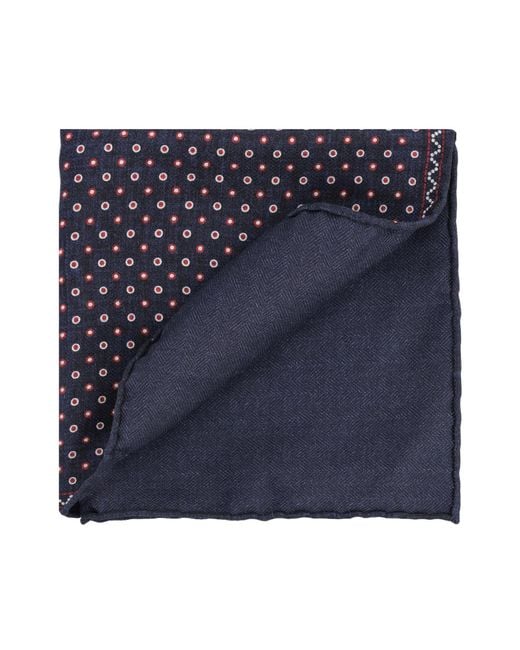 Brunello Cucinelli Blue Geometric-Pattern Pocket Square for men
