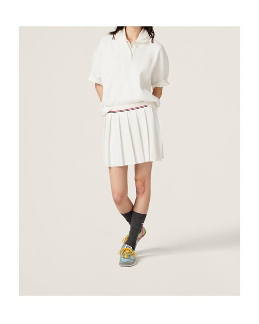 Miu Miu White Short-Sleeved Knitted Polo Shirt