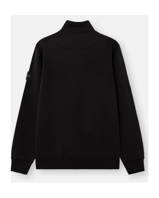 Stone Island Black Logo Patch Quarter-Zip Sweatshirt for men