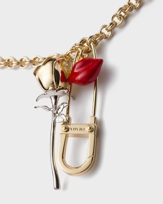 Prada Metallic Chain Link Necklace