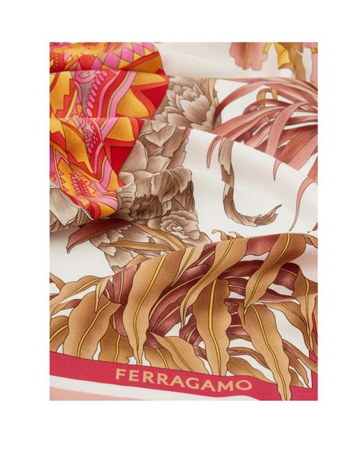 Ferragamo White India Print Silk Scarf