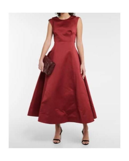 Emilia Wickstead Red Luz Cutout Satin Midi Dress