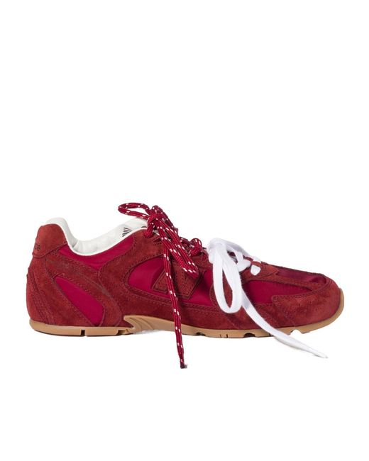 Miu Miu Red New Balance X 530 Sl Technical Fabric And Suede Sneakers