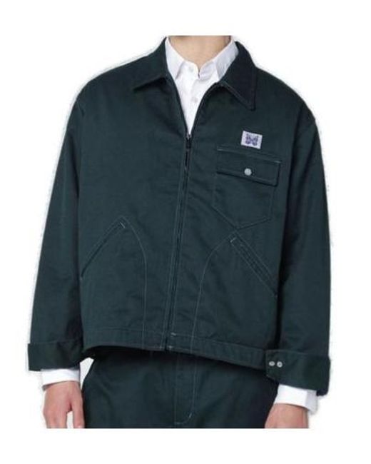 Needles Blue Zipped Logo Patch Jacket for men