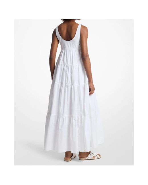 Michael Kors White Michael Stretch Tiered Dress