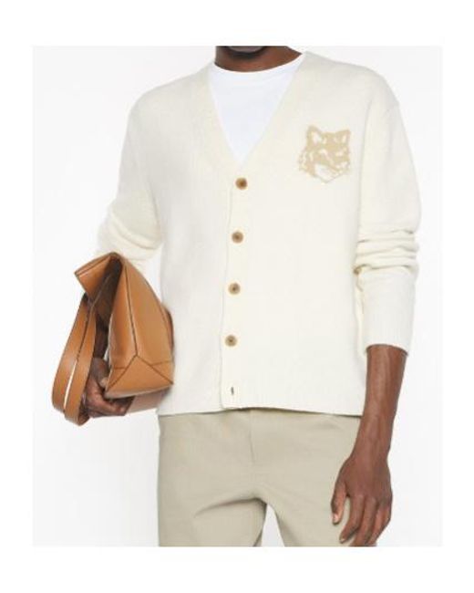 Maison Kitsuné White Maison Kitsuné Long Sleeve Buttoned Jumper for men