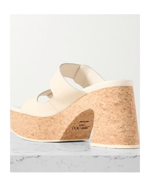 Jimmy Choo White Fayence Slip-On Platform Sandals