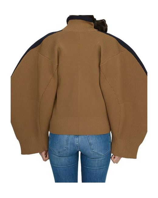Sacai Brown Zipper Cardigan