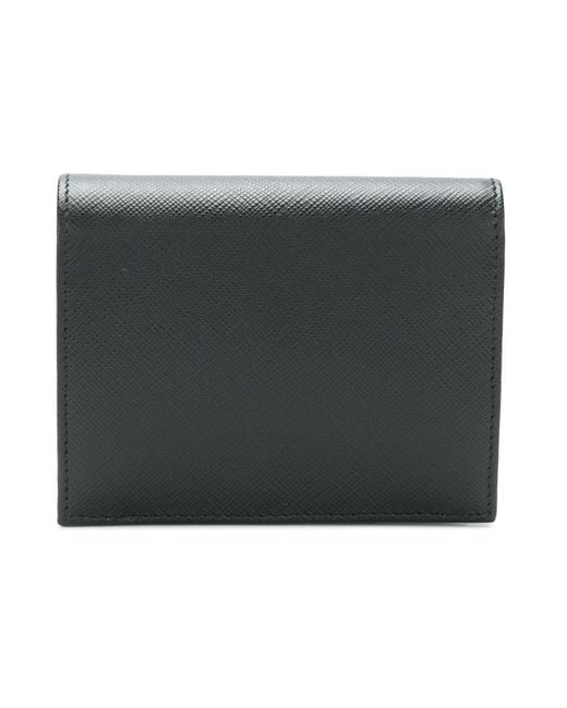 Prada Gray Logo Plaque Small Wallet