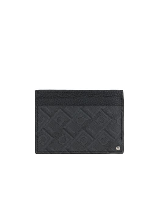 Ferragamo Black Ferragamo Monogram Printed Credit Card Holder for men