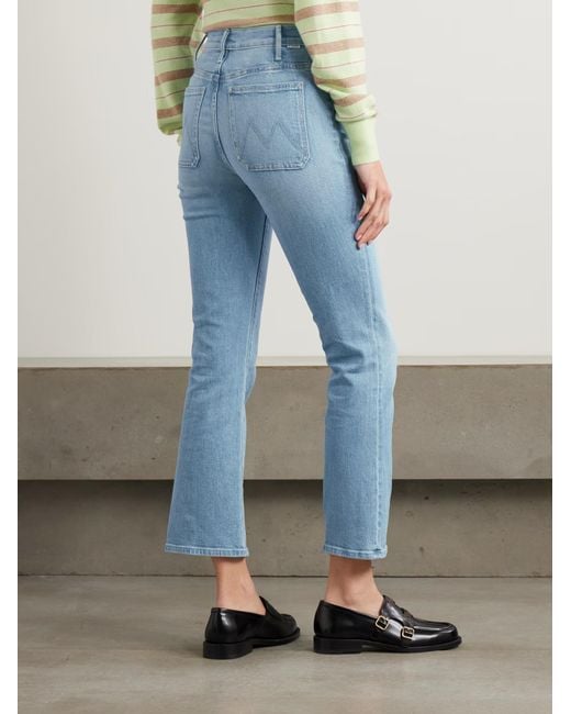 Mother Blue Hustler High-Waisted Flared Jeans With Patch Pockets