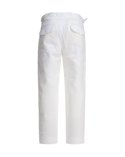 Bode White Embroidered Straight Leg Pants for men