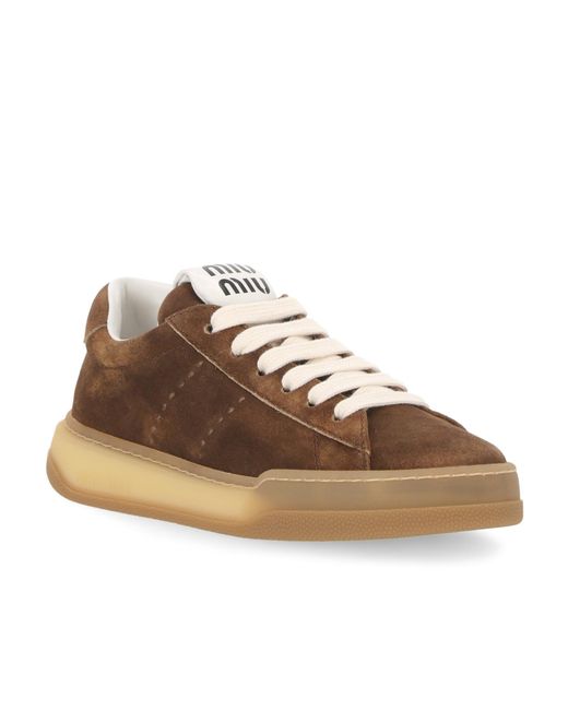 Miu Miu Brown Suede Sneakers