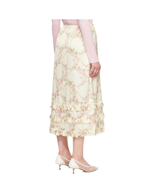 Simone Rocha Natural Ruffled Hem Midi Skirt